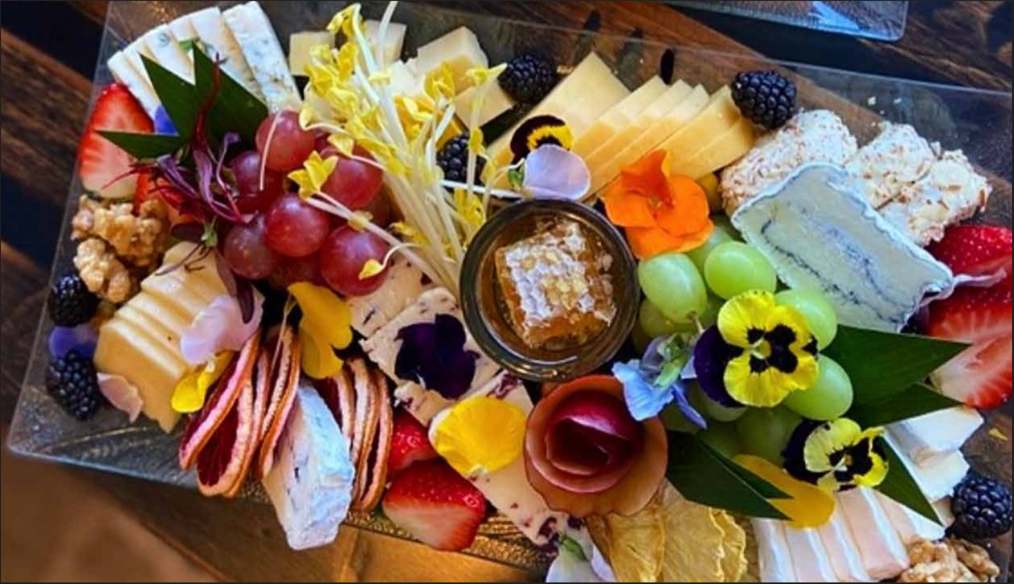 Stevie’s cheese, fruit, nuts and honeycomb platter
